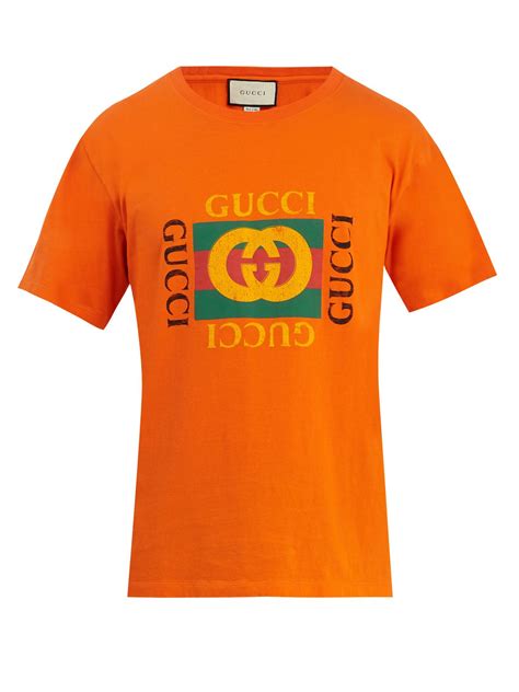 gucci logo t shirt orange|gucci t shirt men logo.